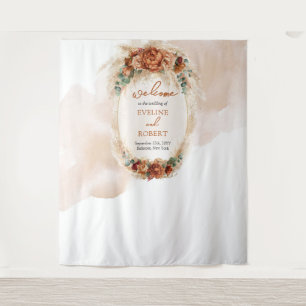 Trendy terracotta bordeaux pampas boogdecor wandkleed