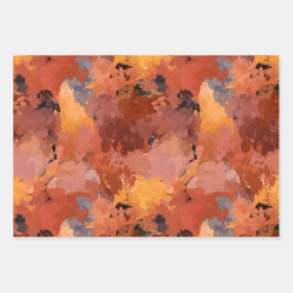 Trendy Terracotta Bruin Sinaasappel Abstract Patro Inpakpapier Vel