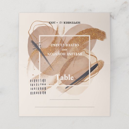 Trendy Terracotta bruine tinten koper glitter Plaatskaartje (Buitenkant ongevouwen)