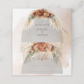 Trendy Terracotta en bordeaux bloemen groen Plaatskaartje (Buitenkant ongevouwen)