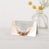 Trendy Terracotta en bordeaux bloemen groen Plaatskaartje (Achterkant)