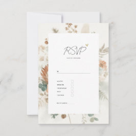 Trendy Terracotta Flowers and Meal Wedding RSVP Kaartje