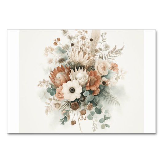Trendy Terracotta Flowers Elegant Wedding Kaart (Achterkant)