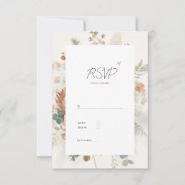 Trendy Terracotta Flowers Elegant Wedding RSVP Kaartje