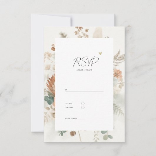 Trendy Terracotta Flowers Elegant Wedding RSVP Kaartje (Voorkant)