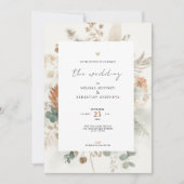 Trendy Terracotta Flowers Wedding Invitation Kaart (Voorkant)