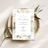 Trendy Terracotta Flowers Wedding Invitation Kaart