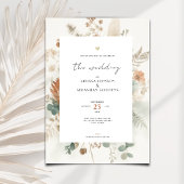 Trendy Terracotta Flowers Wedding Invitation Kaart