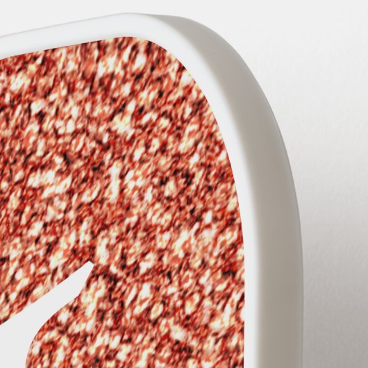 Trendy Terracotta Glitter Monogram Initiaal Name Pickleball Paddle (Links Detail)