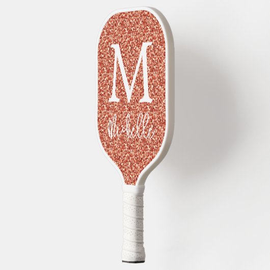 Trendy Terracotta Glitter Monogram Initiaal Name Pickleball Paddle (Links)
