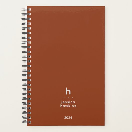 Trendy Terracotta Modern Monogram Weekly Planner (Voorkant)