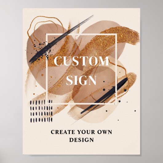 Trendy Terracotta roos gouden glitter Custom Sign Poster (Voorkant)