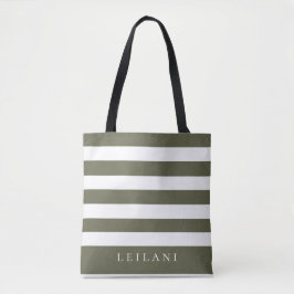 Trendy Terrarium Mos Groen Streeppatroon Tote Bag