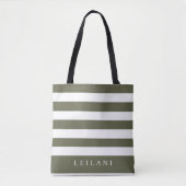 Trendy Terrarium Moss Green Stripe Pattern Tote Bag (Voorkant)