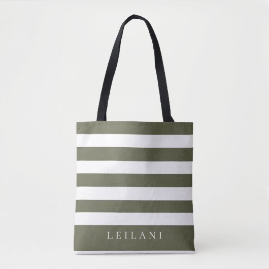 Trendy Terrarium Moss Green Stripe Pattern Tote Bag (Voorkant)