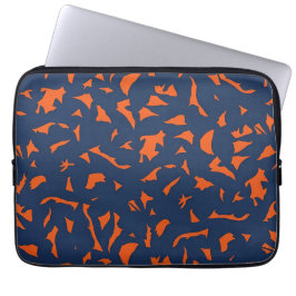 Trendy Terrazzo Confetti Patroon - Marineblauw en Laptop Sleeve