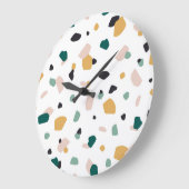 Trendy Terrazzo Green Oranje Pink Black Pattern Grote Klok (Hoek)
