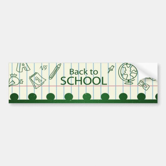 Trendy Terug naar School Green Bumpersticker (Voorkant)