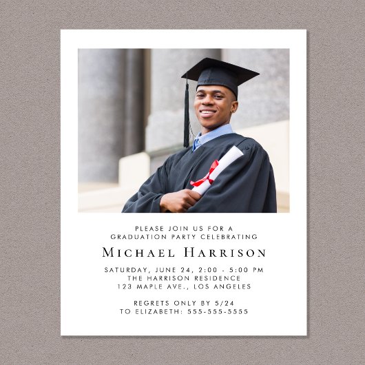 Trendy Text Fotograduparty Uitnodiging