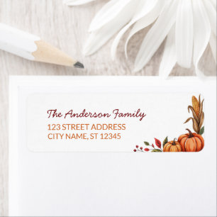 Trendy Thanksgiving Corn Pumpkin Return Adres Etiket