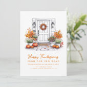 Trendy Thanksgiving Moving-aankondigingskaart Feestdagenkaart (Staand voorkant)