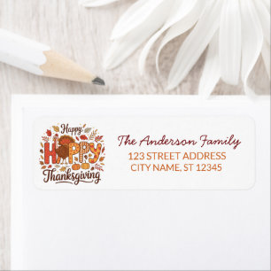 Trendy Thanksgiving Turkije Pompoen Return Adres Etiket