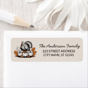 Trendy Thanksgiving Turkije Pompoen Return Adres Etiket