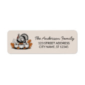 Trendy Thanksgiving Turkije Pompoen Return Adres Etiket (Voorkant)