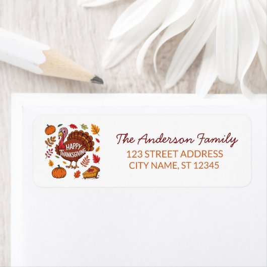 Trendy Thanksgiving Turkije Pompoen Return Adres Etiket (Insitu)
