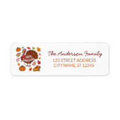 Trendy Thanksgiving Turkije Pompoen Return Adres Etiket (Voorkant)