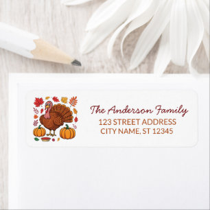 Trendy Thanksgiving Turkije Pompoen Return Adres Etiket