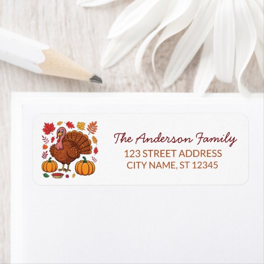 Trendy Thanksgiving Turkije Pompoen Return Adres Etiket (Insitu)