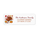 Trendy Thanksgiving Turkije Pompoen Return Adres Etiket (Voorkant)