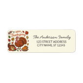 Trendy Thanksgiving Turkije Pompoen Return Adres Etiket (Voorkant)