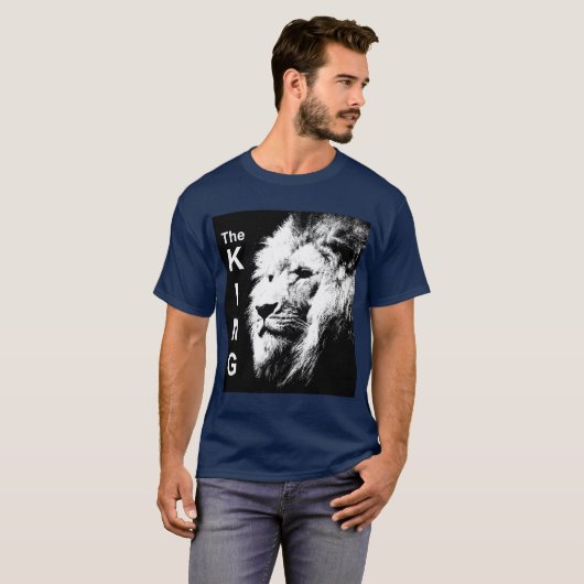 Trendy The King Modern Pop Art Lion Head Mannen T-shirt (Voorkant volledig)