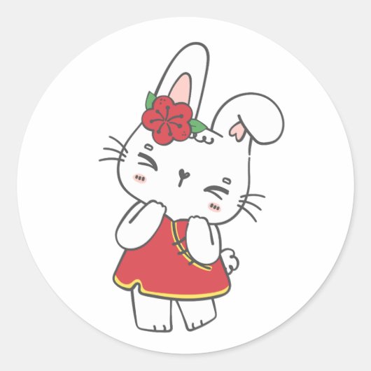 Trendy Thoughtful Bunny sticker (Voorkant)