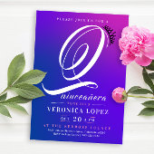 Trendy Tiara Roze Gradient 15e Quinceañera Party Kaart