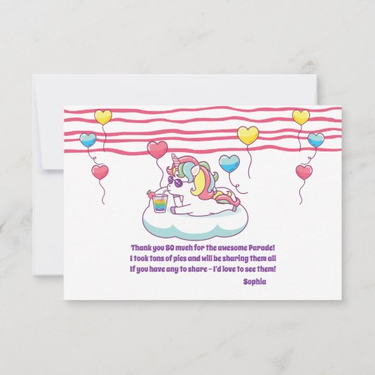 Trendy Tiener Eenhoorn Sociale Media Bedankt Kaart (Achterkant)