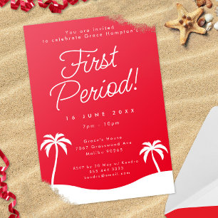 Trendy Tiener Meisje Red Beach Eerste Periode Part Kaart