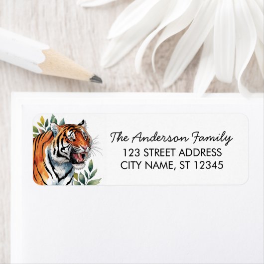 Trendy Tiger Return Address Black  Etiket (Insitu)
