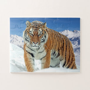 Trendy Tiger Snow Mountains Animal Foto Legpuzzel