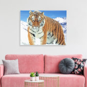 Trendy Tiger Snow Mountains Winter Natuur Canvas Afdruk (Insitu (Woonkamer))