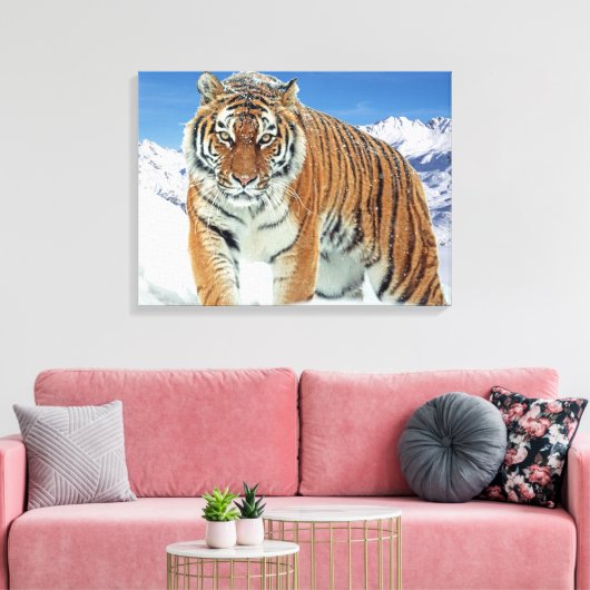 Trendy Tiger Snow Mountains Winter Natuur Canvas Afdruk (Insitu (Woonkamer))