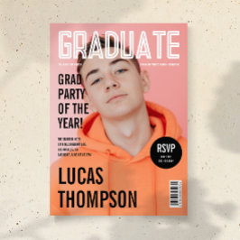 Trendy Tijdschrift Omslag Foto Afstudeerfeest Kaart