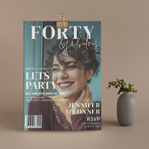 Trendy Tijdschriftcover 40ste Verjaardagsfeest Kaart