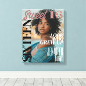 Trendy tijdschriftomslag lief zestien Canvas Print (Insitu (Houten vloer))