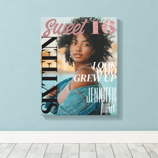 Trendy tijdschriftomslag lief zestien Canvas Print (Insitu (Houten vloer))