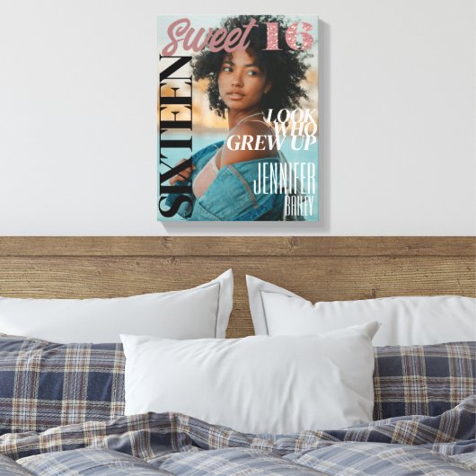 Trendy tijdschriftomslag lief zestien Canvas Print (Insitu (Slaapkamer))