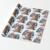 Trendy Tijger met Kerstman Hoed Kerstmis Cadeaupapier (Uitgerold)