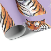 Trendy Tijgerkop Paars Cadeaupapier (Rol Hoek)